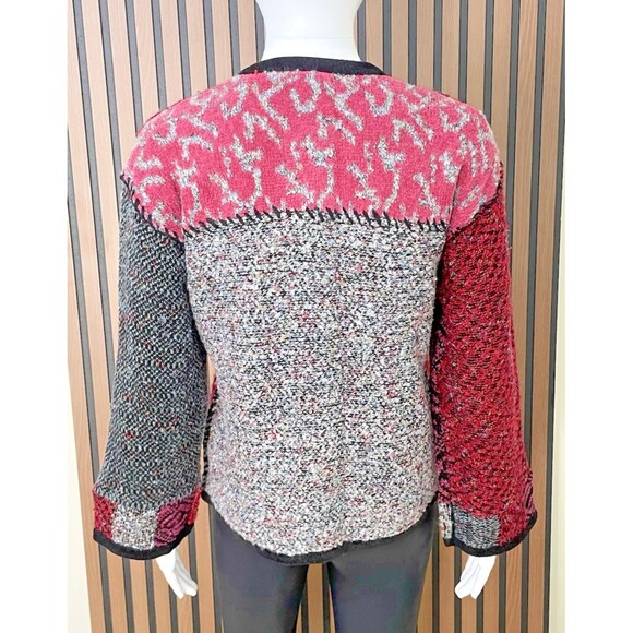 Laura Ashley Vintage Petite PS Patchwork Knit Cardigan Jacket Art Button Boho - Picture 3 of 9